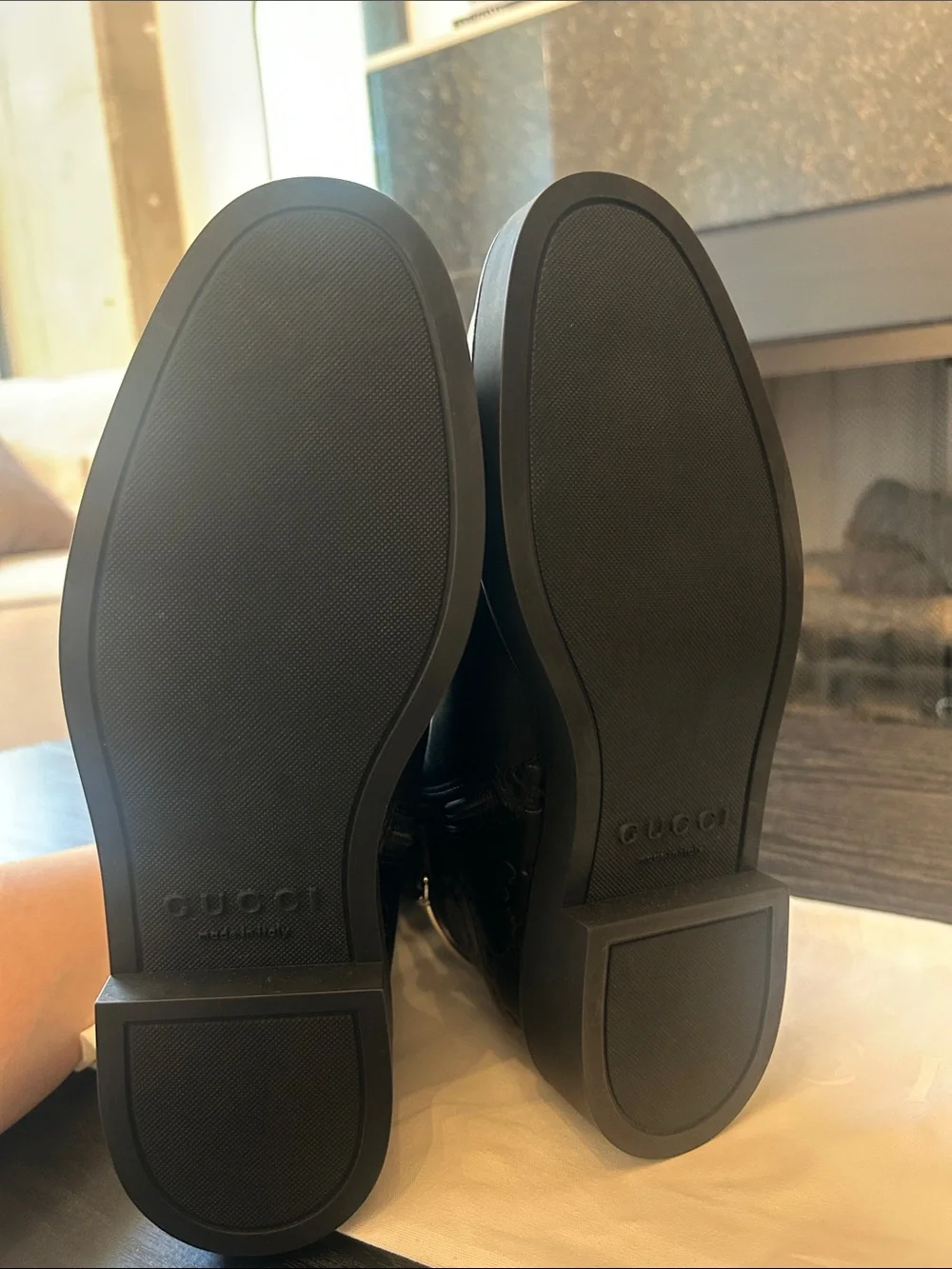 Gucci Black Embossed GG Leather Ankle Boots
